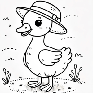 Ganso con sombrero Un dibujo divertido de un ganso usando un sombrero.